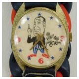 Vintage Spiro Agnew Political Watch - Runs When