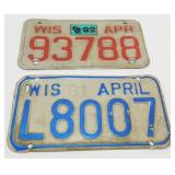 2 Vintage Wisconsin Motorcycle License Plates -