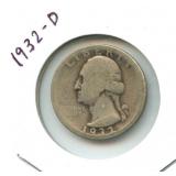 1932-D Washington Silver Quarter - Key Date