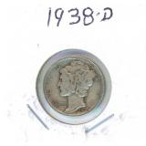 1938-D Mercury Silver Dime