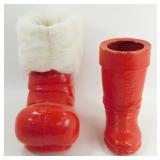 * Pair of Vintage Paper Mache Santa Boots