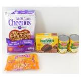 * New Cheerios Cereal, 2 Cans of Pears, Belvita