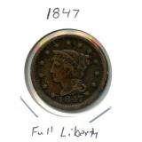 1847 U.S. Large Cent - Full Liberty