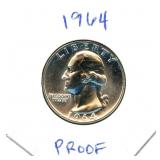 1964 Washington Proof Silver Quarter