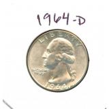 1964-D Washington Silver Quarter