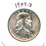 1959-D Franklin UNC Silver Dollar