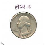 1954-S Washington Silver Quarter