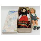 * 2 Vintage Dolls - Porcelain in Box & Plastic