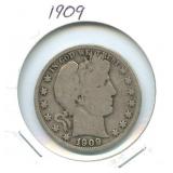 1909 Barber Silver Half Dollar