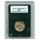 1943-D Jefferson Nickel - PGS MS 68 Full Strike,