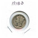 1918-D Mercury Silver Dime