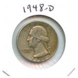 1948-D Washington Silver Quarter