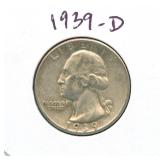 1939-D Washington Silver Quarter