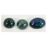 3 Ethiopian Black Opals - Great Color. 1 is 8.7mm