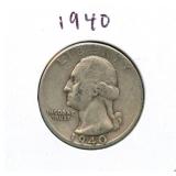 1940 Washington Silver Quarter