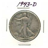 1943-D Walking Liberty Silver Half Dollar