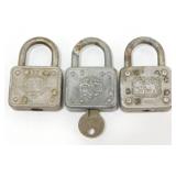 3 Master Padlocks - 2 w/ Walking Lion and 1 w/