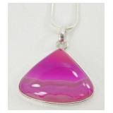 Pink Botswana Agate .925 Silver Plated 1.8"