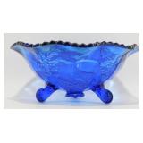 * Beautiful 3-Legged Royal Blue Glass Bowl