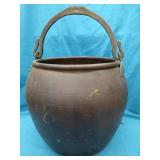 Antique bucket with cast brass handle , good