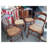 4 Victorian cane seat chairs all good seats look
