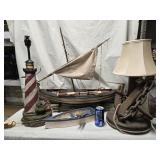 Contemporary Nautical Lot  wood ship Model,  wood