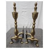 Pair brass Federal style andirons .  20" H.  Look