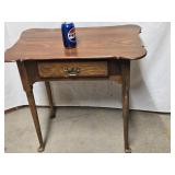 Queen Anne Style Pine table with drawer,