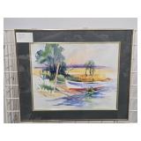 Peggy Blades "Rowboat on Shore watercolor painting