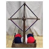 Antique Table top wool winder with balls of yarn