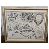 Framed Print Map 1676  Virginia and Maryland look