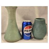 2 Vintage art pottery vases , matt glaze, heights