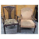 2 Armchairs - one with upholstered back and seat,