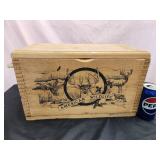 Contemporary Wood ammo box.  American Wildlife by