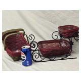 2 Longaberger Baskets - 1 Sleigh Basket,  1