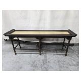 MCM console table turned legs stretcher base look