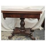 American Walnut Game Table circa 1840,  pedestal