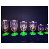 6 assorted styles watermelon Uranium glass.