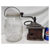 Country Stire glass jar with bale handle and