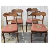 4 Empire Mahogany chairs Needlepoint seats one