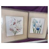 2 paintings on silk Magnolia and Blue and White