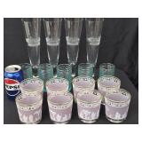 Glassware Lot-  8 Jeannette Tumblers, 4 Toscany