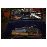 Benchtop toolbox w/contents hammers,