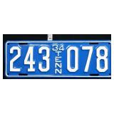 1934 Tennessee License Plate