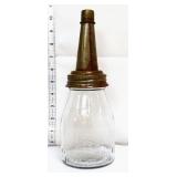 Glass Texaco oil bottle w/ lid