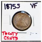 1875S seated liberty 20 cent piece