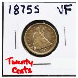 1875S seated liberty 20 cent piece