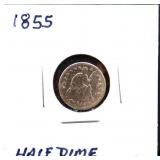 1855 seated liberty half dime