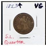 1853 seated liberty quarter