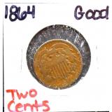 1864 2 cent coin